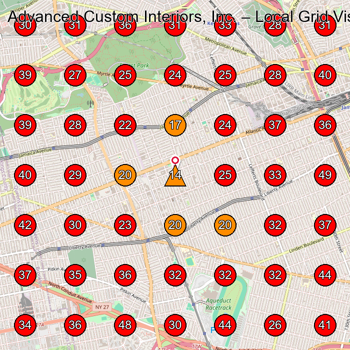 Advanced Custom Interiors, Inc. GeoGrid visibility map for Cabinet Maker in Brooklyn
